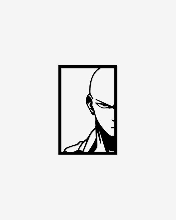 Saitama One Punch Man: Cuadro Decorativo en Madera MDF Negra