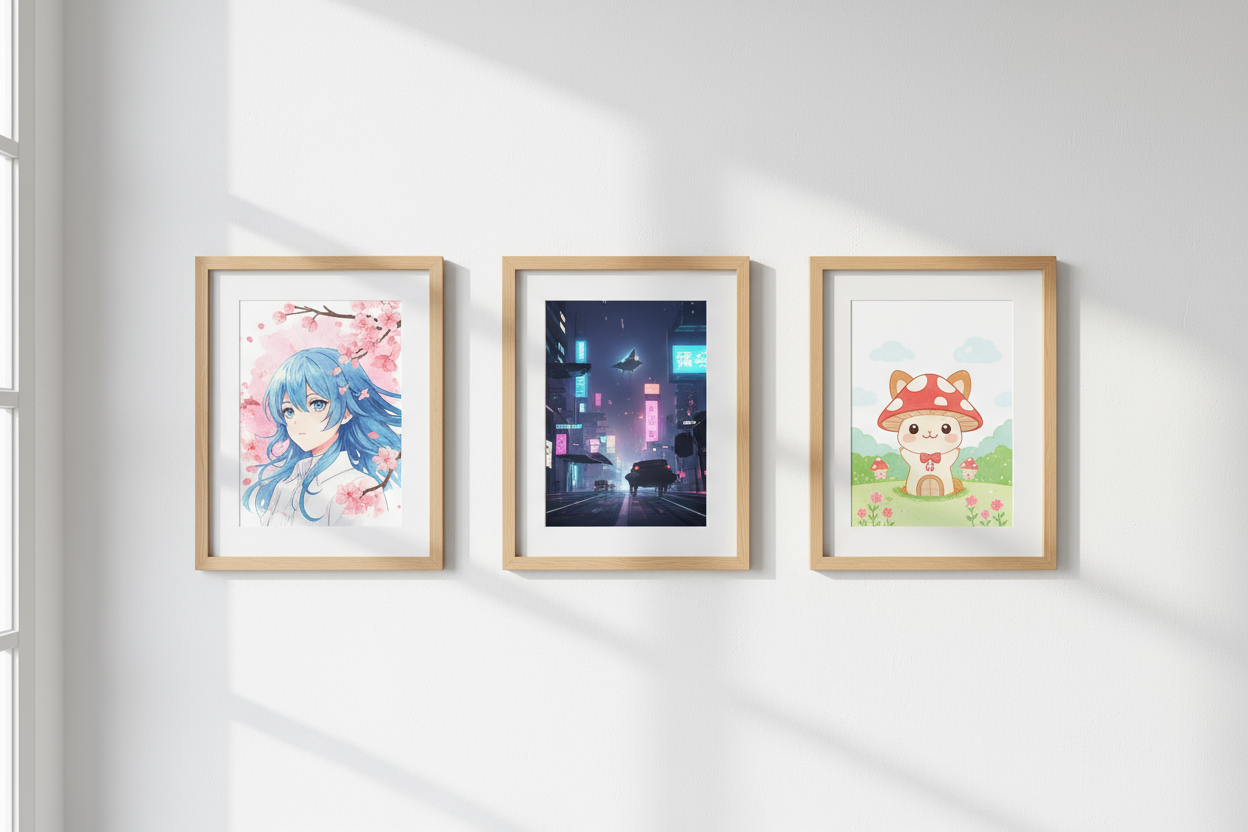 Imagen minimalistas de cuadros de madera de anime