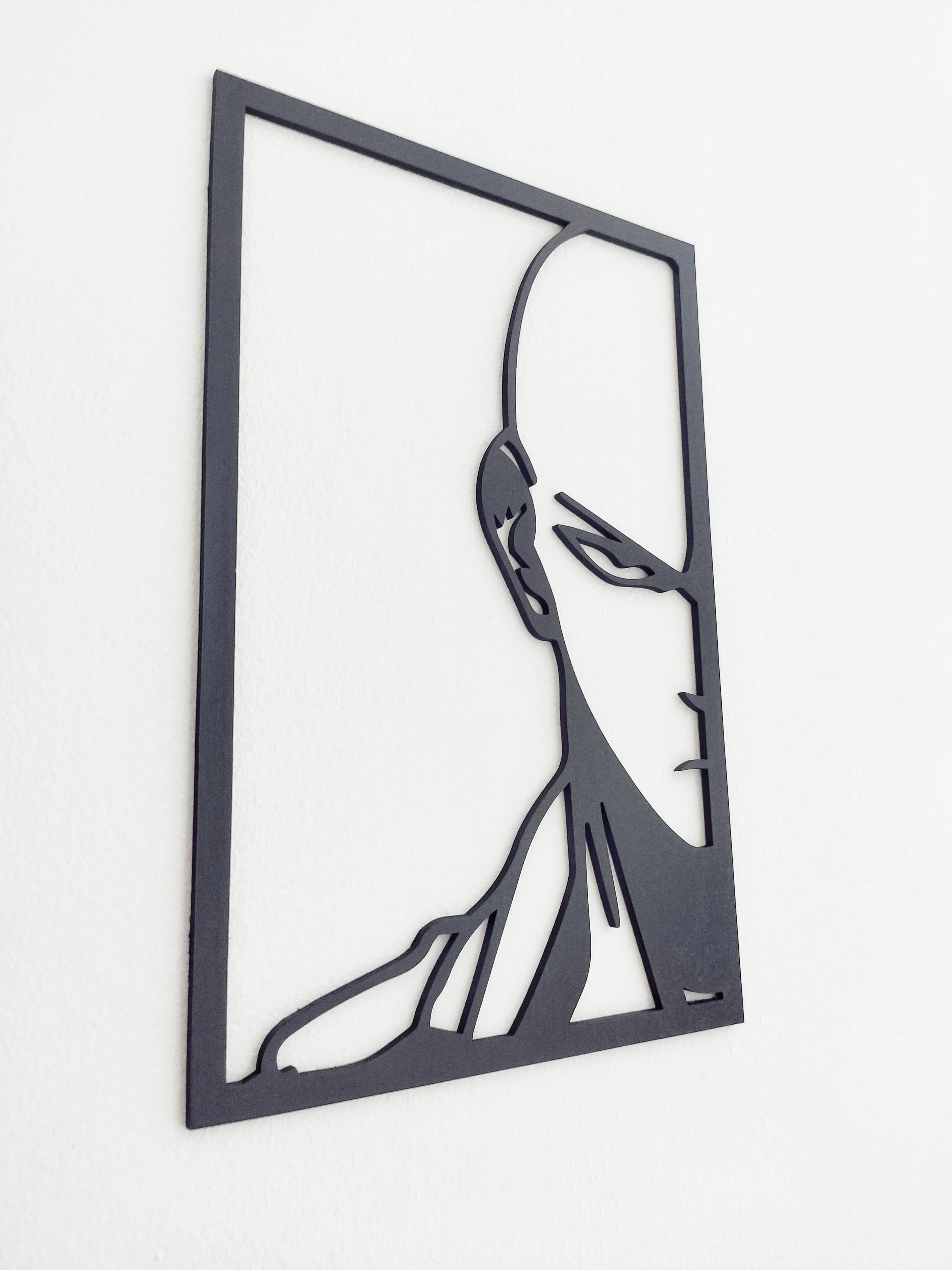 Saitama One Punch Man: Cuadro Decorativo en Madera MDF Negra