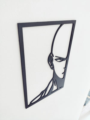 Saitama One Punch Man: Cuadro Decorativo en Madera MDF Negra