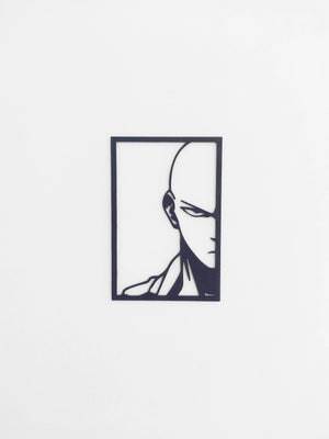 Saitama One Punch Man: Cuadro Decorativo en Madera MDF Negra